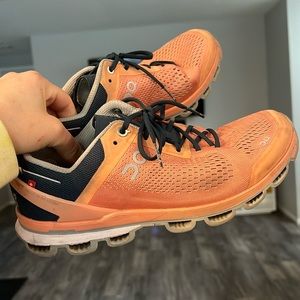 ON Cloudsurfer Salmon and Navy Shoes